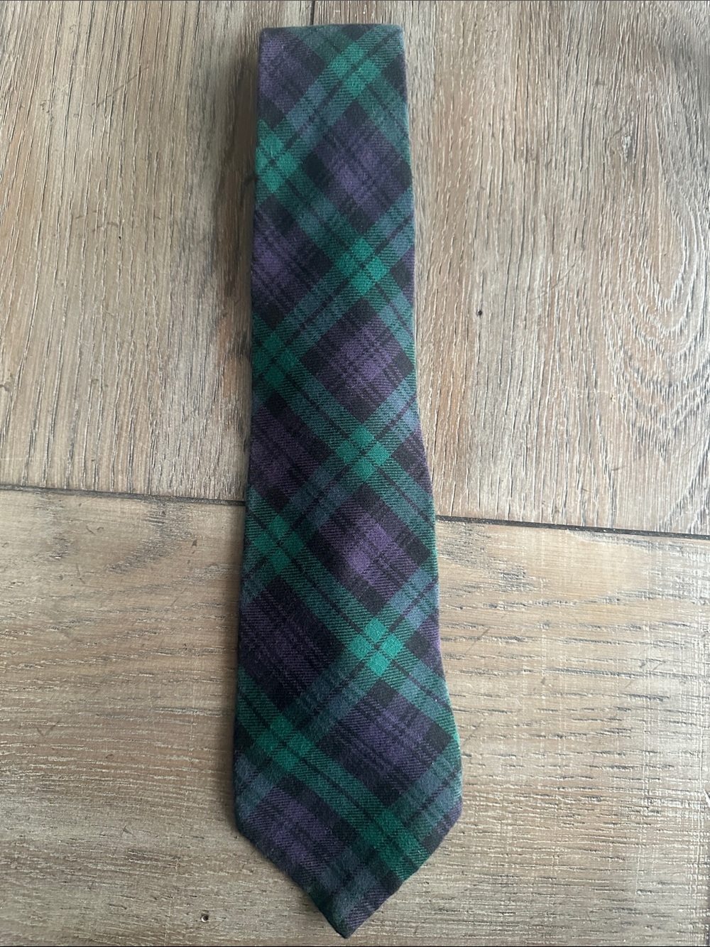 Vintage 90s Gap Black Watch Plaid Cotton Tie Made in USA Preppy